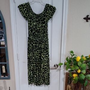 Black and Green Ruffled Midi Sundress